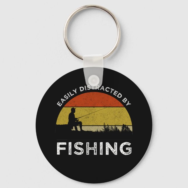 Easily Distracted By Fishing Key Ring (Front)