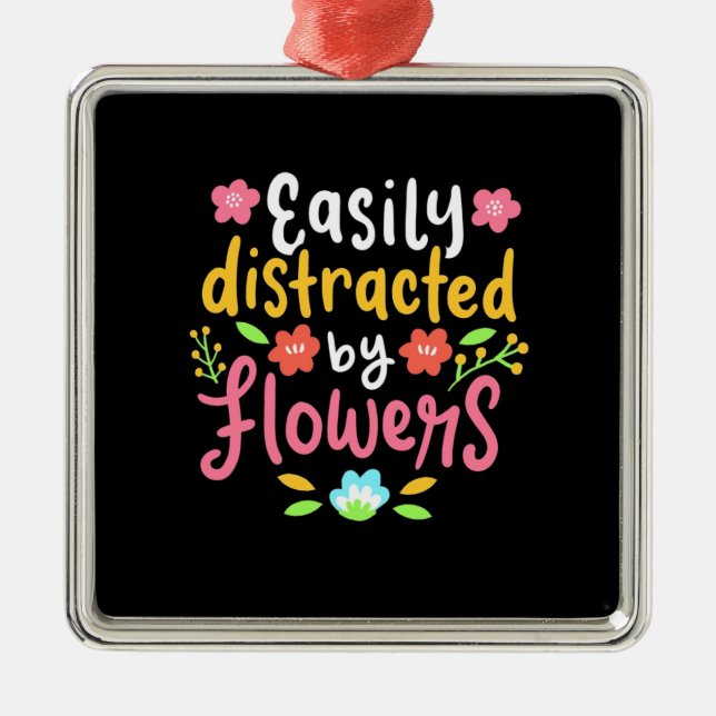 Easily Distracted By Flowers Metal Tree Decoration (Front)