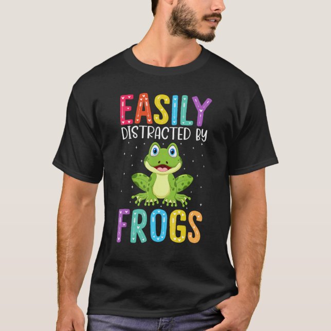 Easily Distracted By Frogs  Frog T-Shirt (Front)