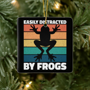 Easily Distracted By Frogs Lovers Colourful Design Ceramic Ornament
