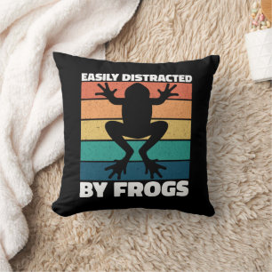 Easily Distracted By Frogs Lovers Colourful Design Cushion