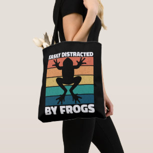 Easily Distracted By Frogs Lovers Colourful Design Tote Bag