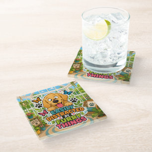 Easily Distracted By Furry Things Glass Coaster