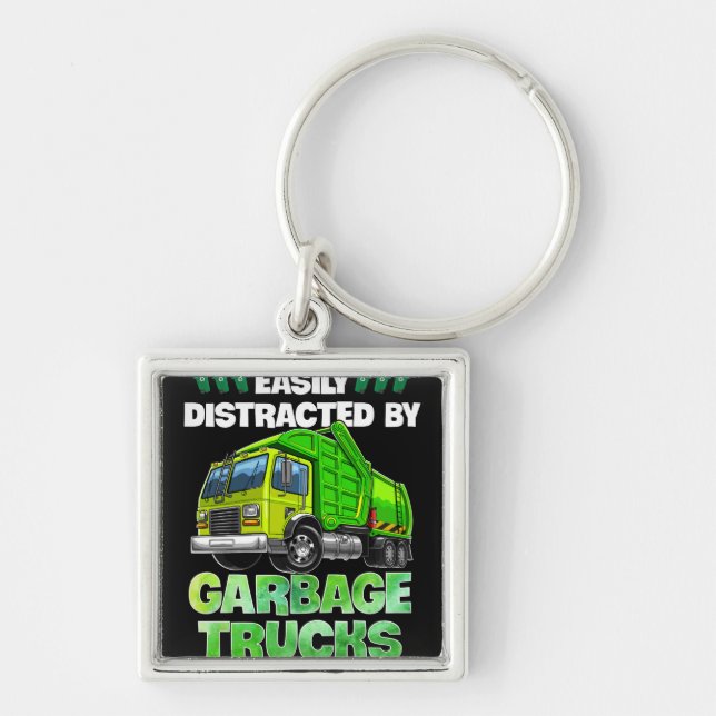 Easily Distracted By Garbage Trucks Funny Gift Key Ring (Front)