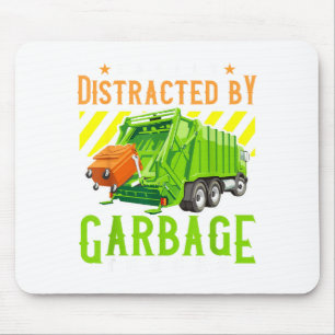 Easily Distracted By Garbage Trucks Funny Truck Lo Mouse Mat