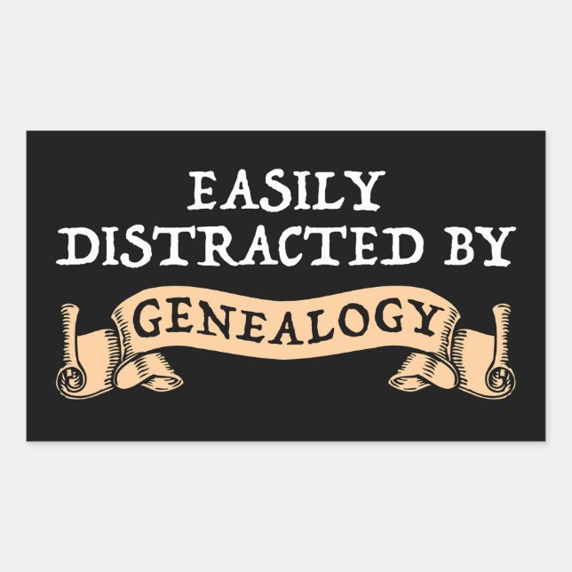 Easily Distracted By Genealogy Rectangular Sticker (Front)