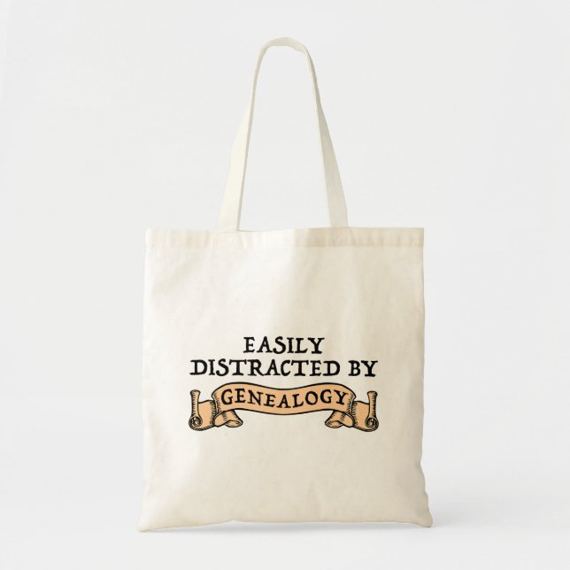 Easily Distracted By Genealogy Tote Bag (Front)