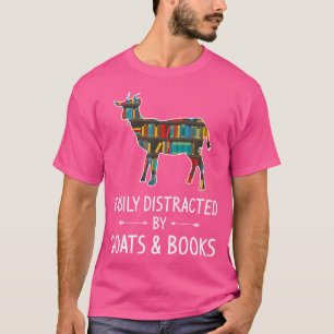 Easily Distracted By Goats Books Lover Sheep Kid T-Shirt