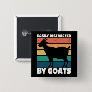 Easily Distracted By Goats Cute Farming Lover Cool 15 Cm Square Badge