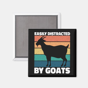 Easily Distracted By Goats Cute Farming Lover Cool Magnet