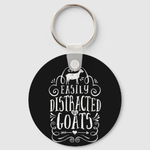 Easily Distracted By Goats Funny Goat Lover Gifts Key Ring