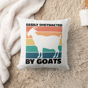 Easily Distracted By Goats Lovers Kawaii Pet Funny Cushion