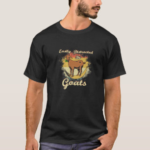Easily Distracted By Goats Retro Vintage Funny Goa T-Shirt