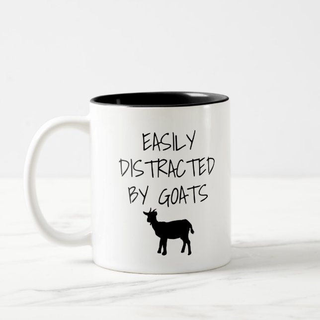 Easily Distracted By Goats Two-Tone Coffee Mug (Left)