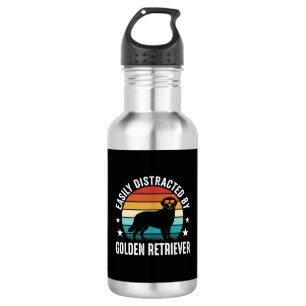 Easily Distracted by Golden Retriever Retro Sunset 532 Ml Water Bottle