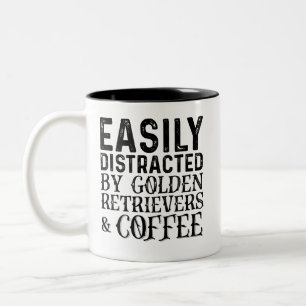 Easily Distracted By Golden Retrievers And Coffee Two-Tone Coffee Mug