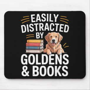 Easily Distracted By Goldens &amp; Books - Golden  Mouse Mat