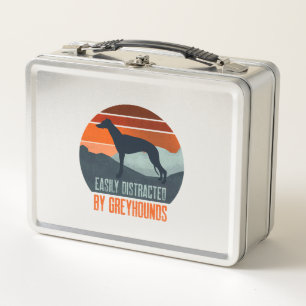 Easily Distracted By Greyhounds Dog Walking Metal Lunch Box