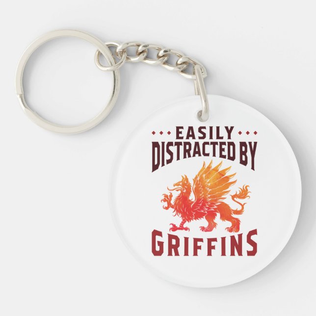 Easily Distracted by Griffins Cool Fantasy Lover Key Ring (Front)