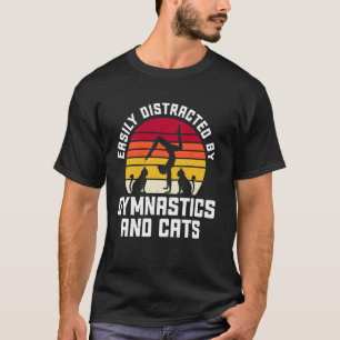 Easily Distracted by Gymnastics and Cats for Girls T-Shirt