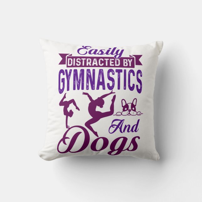 Easily Distracted By Gymnastics and Dogs Cushion (Front)