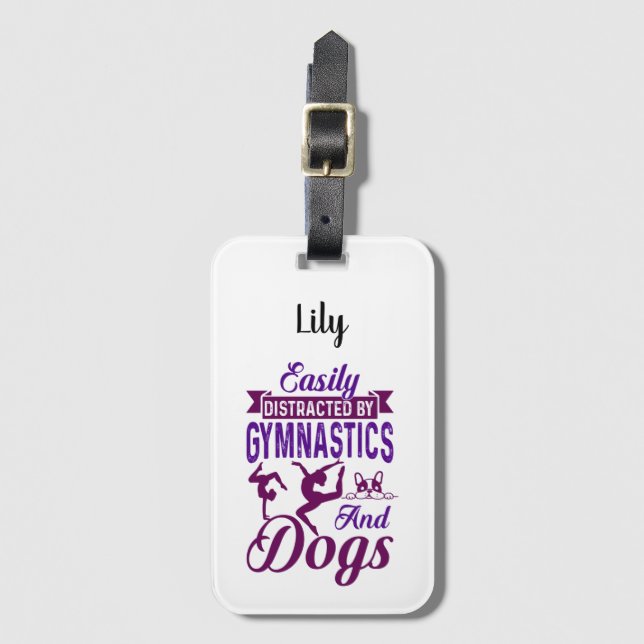 Easily Distracted By Gymnastics and Dogs Luggage Tag (Front Vertical)