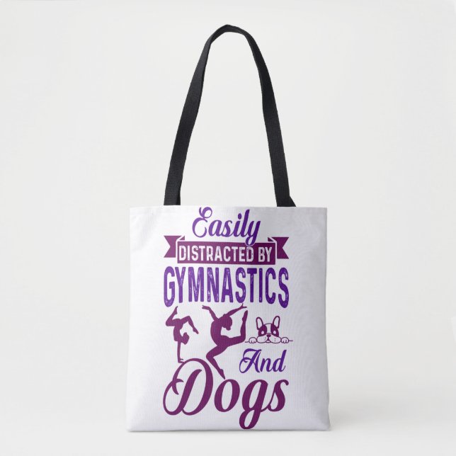 Easily Distracted By Gymnastics and Dogs Tote Bag (Front)