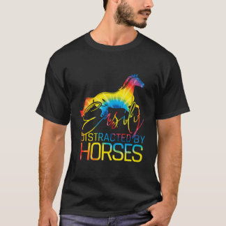 Easily Distracted By Horse Western Cow Girl Horse  T-Shirt