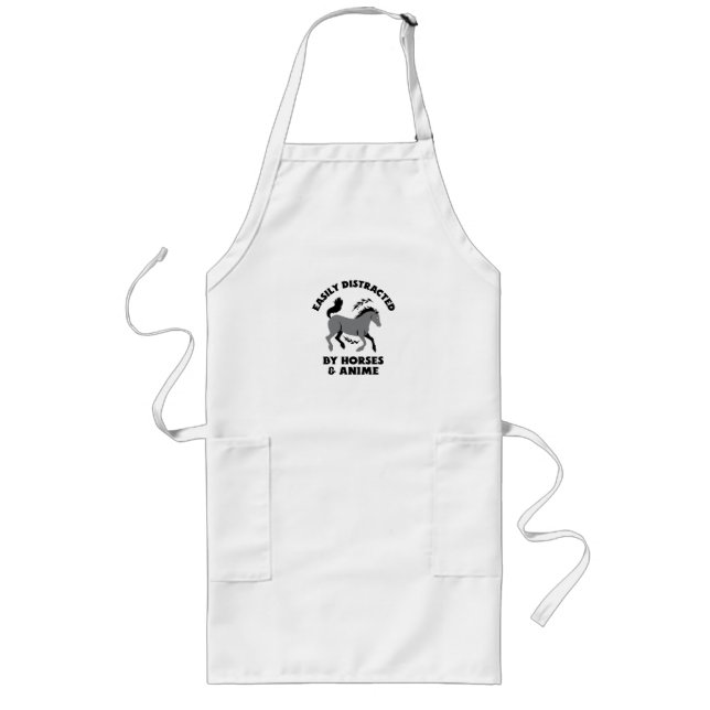 EASILY DISTRACTED BY HORSES & ANIME LONG APRON (Front)