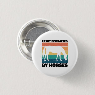 Easily Distracted By Horses Farming Lover Cool  3 Cm Round Badge