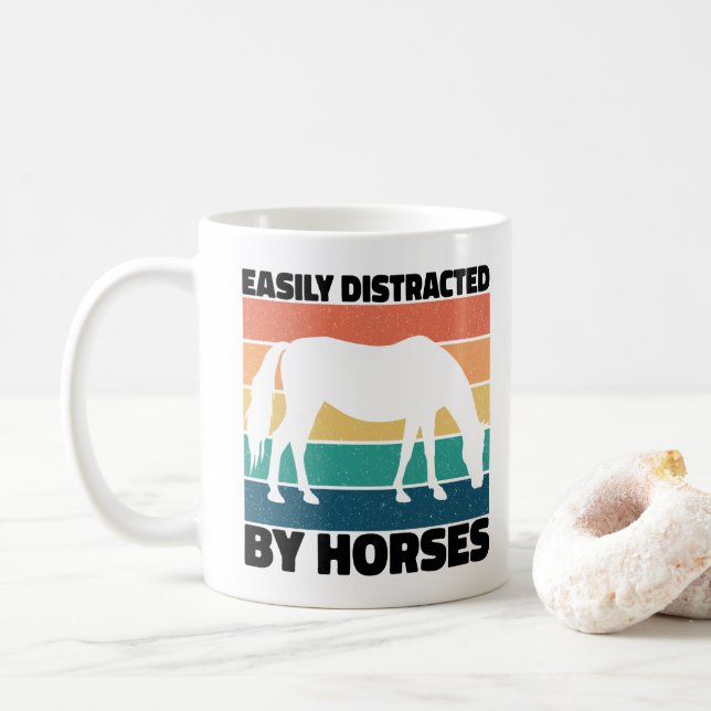Easily Distracted By Horses Farming Lover Cool  Coffee Mug (With Donut)