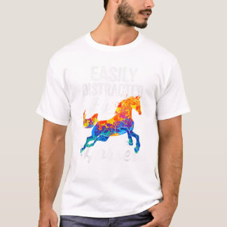  Easily Distracted By Horses Gifts For Horse Lover T-Shirt