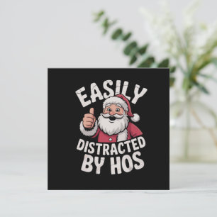 Easily Distracted by Hos Funny Christmas Party  Holiday Card