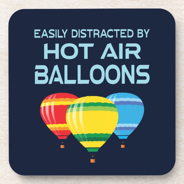 Easily Distracted By Hot Air Balloons Ballooning Coaster (Front)