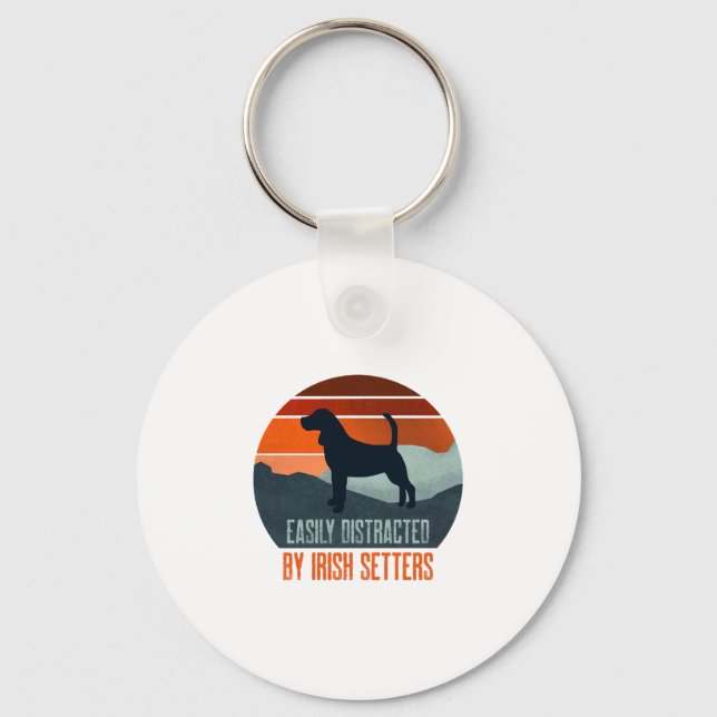 Easily Distracted By Irish Setters Dog Walking Key Ring (Front)