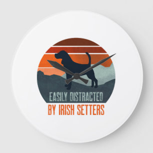 Easily Distracted By Irish Setters Dog Walking Large Clock