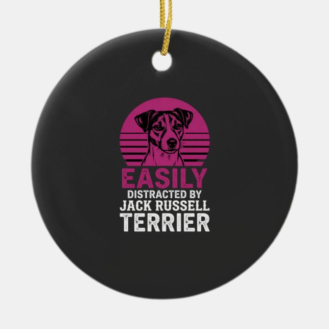 Easily Distracted By Jack Russell Terrier Ceramic Tree Decoration (Front)