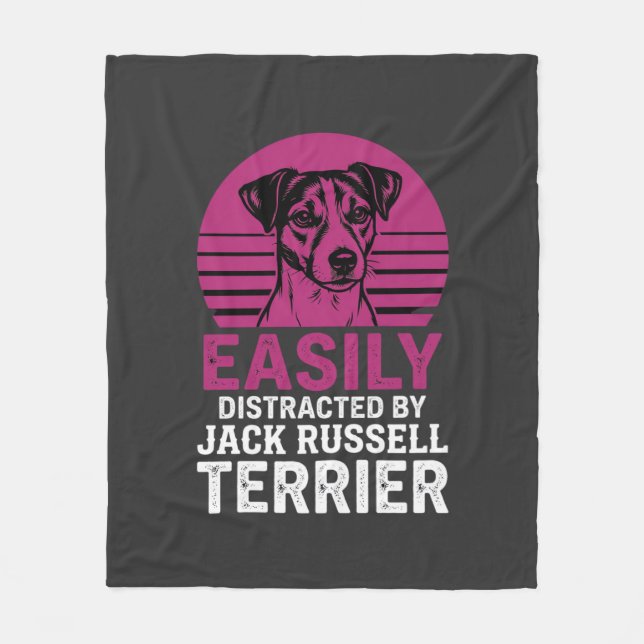 Easily Distracted By Jack Russell Terrier Fleece Blanket (Front)