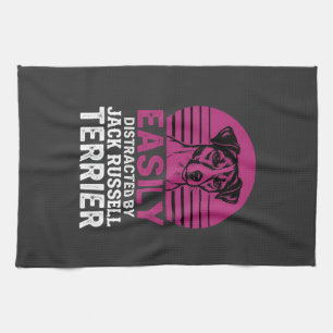 Easily Distracted By Jack Russell Terrier Tea Towel