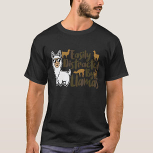 Easily Distracted By Llamas Cute Animal For Men W T-Shirt