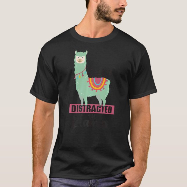 Easily Distracted By Llamas Cute Animal For Men Wo T-Shirt (Front)