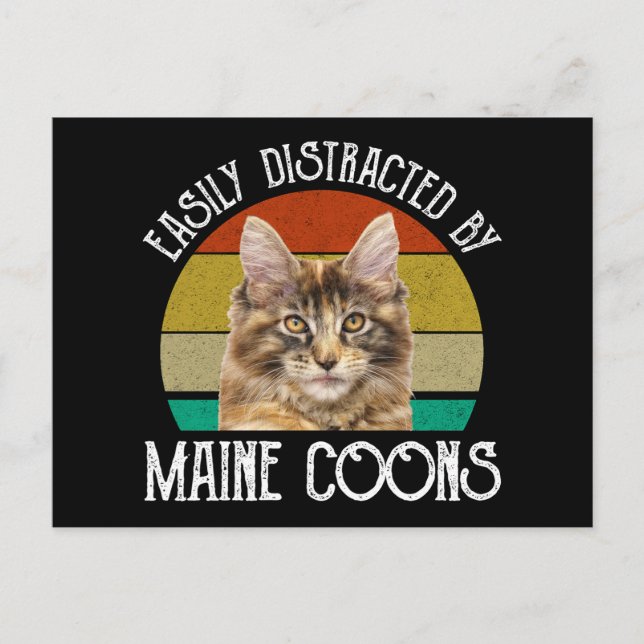Easily Distracted By Maine Coons Postcard (Front)