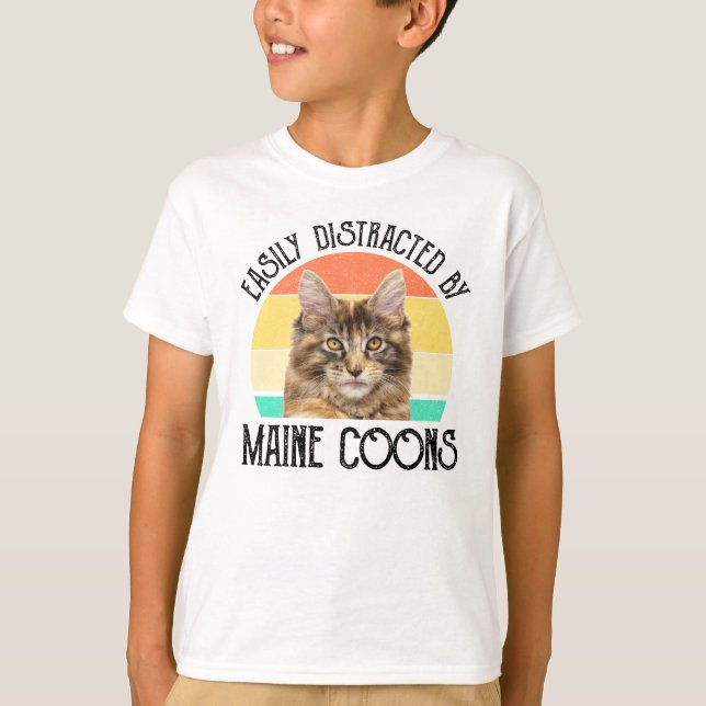 Easily Distracted By Maine Coons T-Shirt (Front)