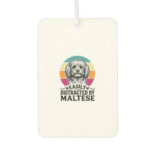 Easily Distracted By Maltese Vintage Dog Design_1 Car Air Freshener
