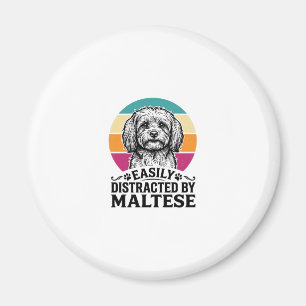 Easily Distracted By Maltese Vintage Dog Design_1 Magnet