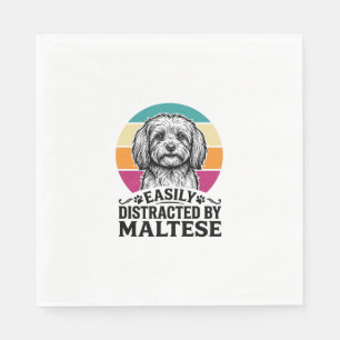 Easily Distracted By Maltese Vintage Dog Design_1 Napkin