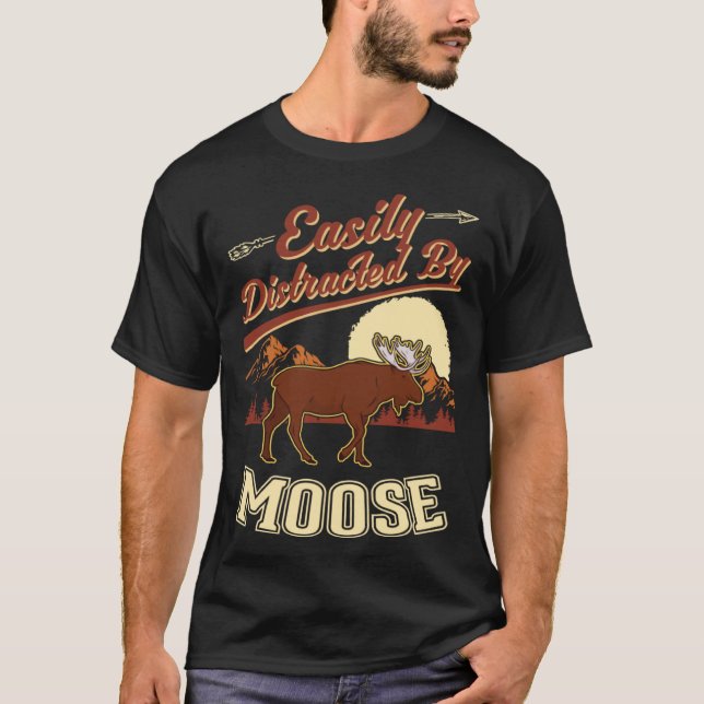 Easily distracted by Moose Scandinavia Moose Antle T-Shirt (Front)