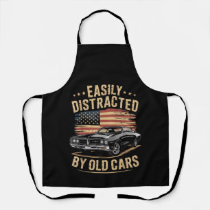 Easily Distracted by Old Cars Classic Car Guy Funn Apron