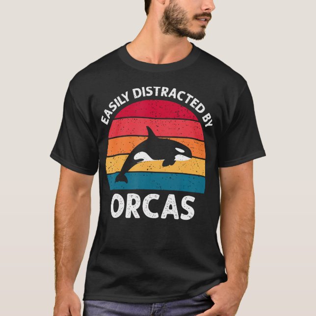 Easily Distracted By Orcas Ocean T-Shirt (Front)