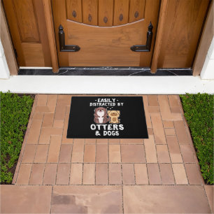Easily Distracted By Otters and Dogs Funny Cute An Doormat